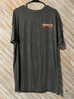 Disney Villians Cruella Deville Mini T Shirt Dress Washed Black Speed Demon